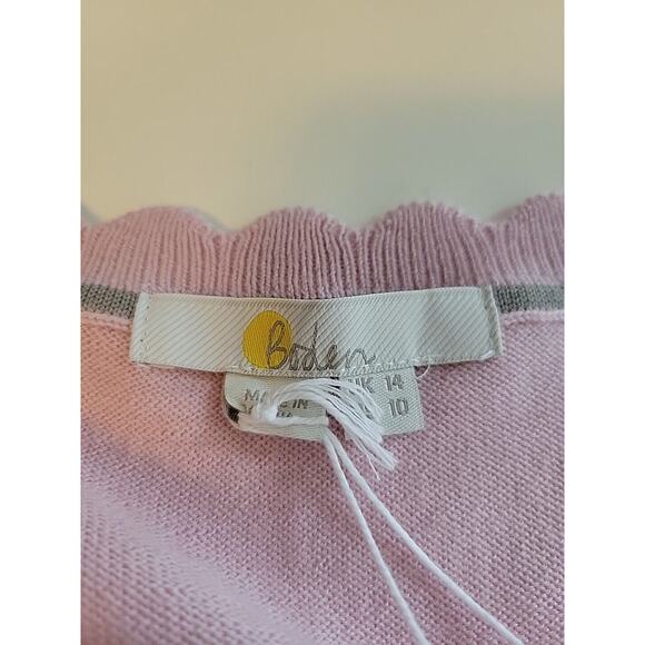 Boden 100% Wool Pink Knit SS Square Scalloped Neck Sweater Women's 10 - Picture 11 of 13
